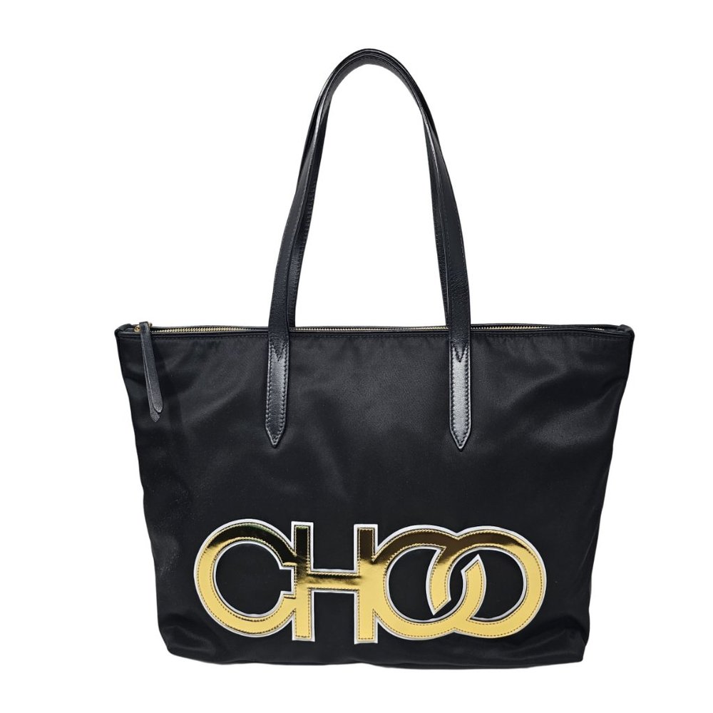 Jimmy Choo Larelle Appliquéd Shell Large Tote in Black